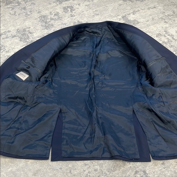 New Armani Collezioni Navy Blue Wool Blazer Suit Jacket 2 Button Sz 48S - Picture 7 of 15